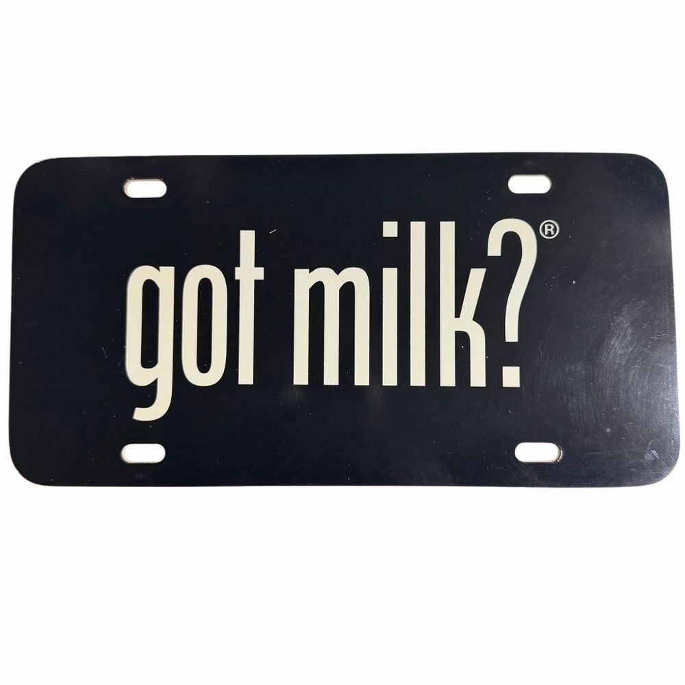 Vintage Got Milk Novelty License Plate Thick Aluminum Metal 90s Promo Car Tag